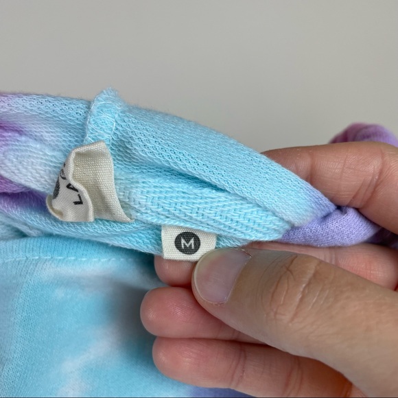 Lagaci Pink Purple Blue Tie Dye Long Sleeve Pastel Hoodie California Medium - Picture 3 of 8